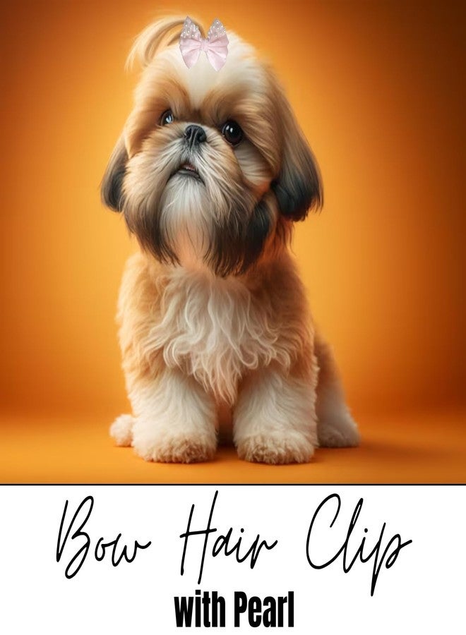 Sage Square Luxury Pet Pearl Bow | Stylish Grooming Clip | Fancy Bowknot for Dogs & Cats | Elegant Non-Slip Hair Accessory for Special Occasions, Parties & Weddings | Perfect for your Pet (Light Pink) - Image 2